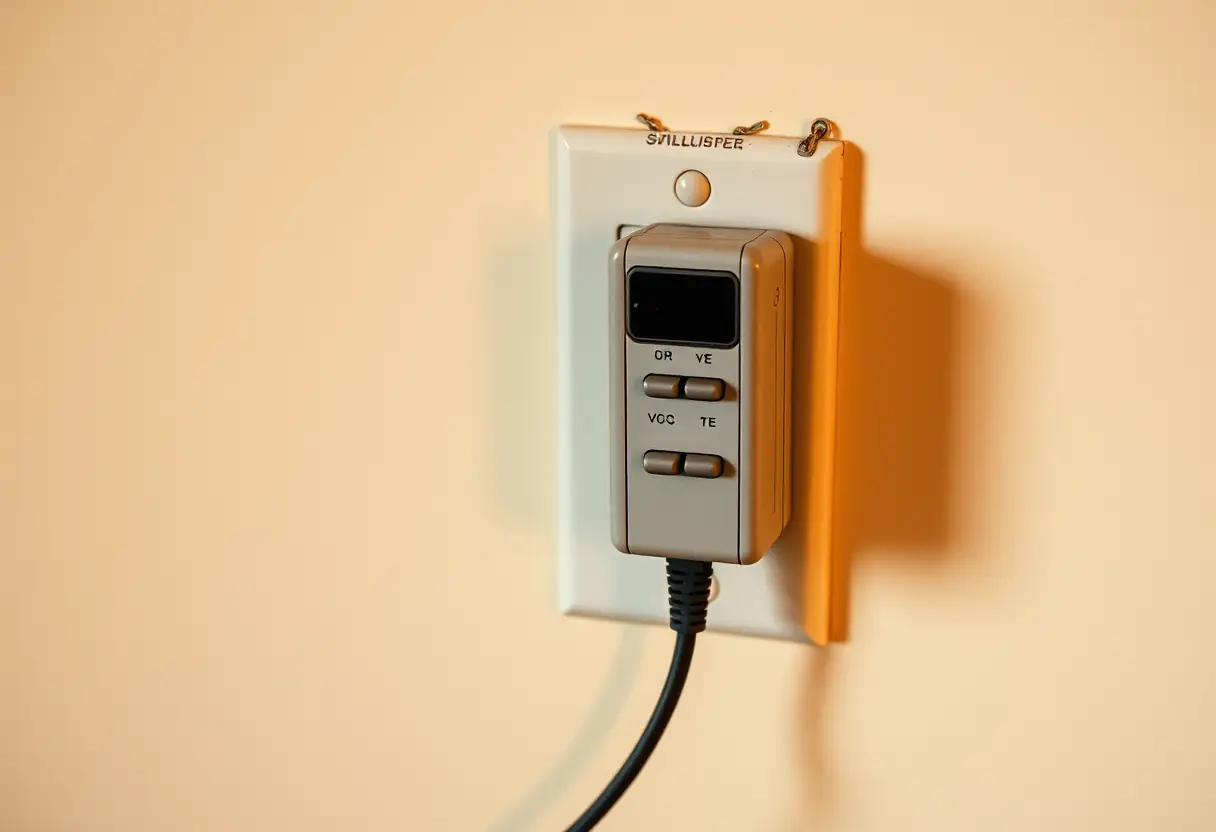 Une prise murale ancienne avec un chargeur rudimentaire, illustrant l'évolution des chargeurs