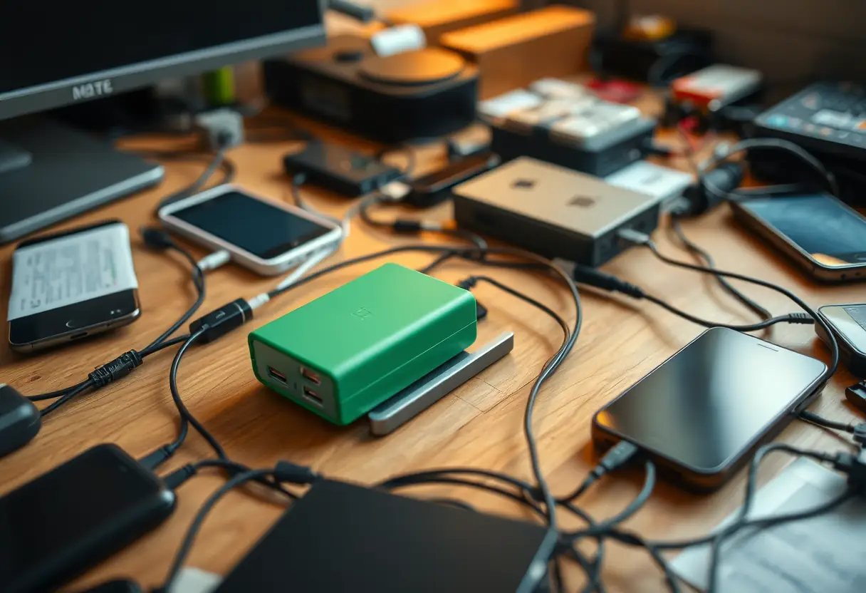 Station de recharge avec bloc d'alimentation vert