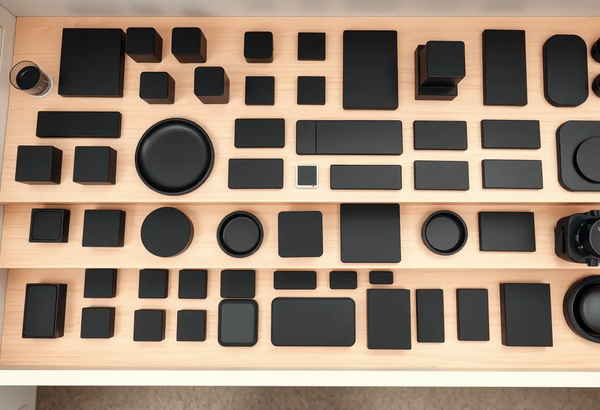 Variété de chargeurs Apple rangés sur une étagère