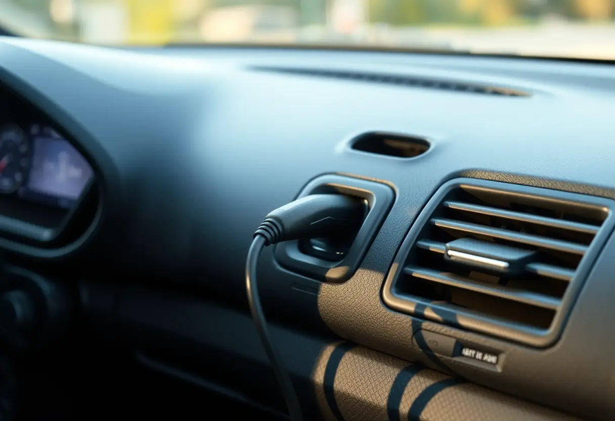 Chargeur de voiture dans une voiture garée