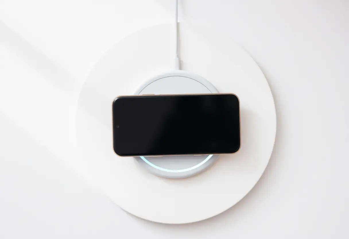 Un smartphone rechargeant sur une plaque sans fil “ ”